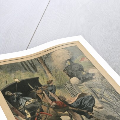 Act of bravery of a level-crossing keeper by French School