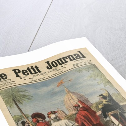 Pope Pius X watching the airplane of Andre Beaumont flying over Rome from the Vatican terrace by French School