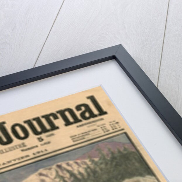 Alpine postmen using ski during their rounds in the snow, 1911 by French School