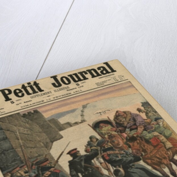 Plague in Manchuria, people fleeing the plague are stopped by Chinese troops before the Great Wall by French School