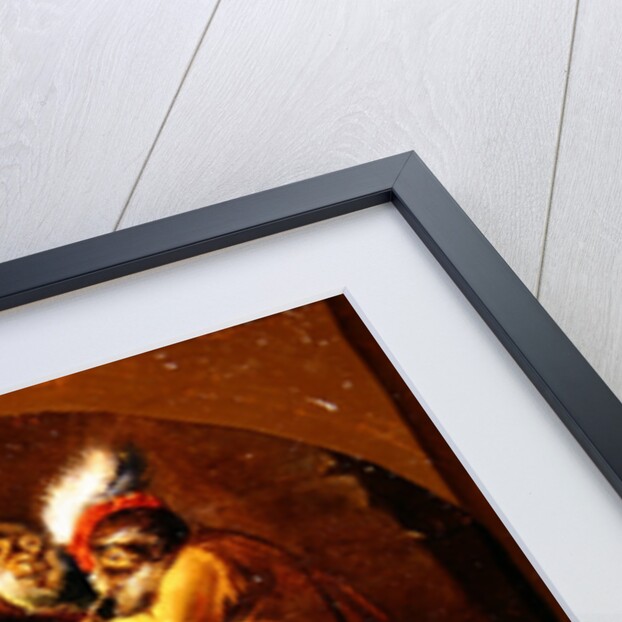 Monkeys dressed as soldiers playing cards and carousing by David the Younger (after) Teniers