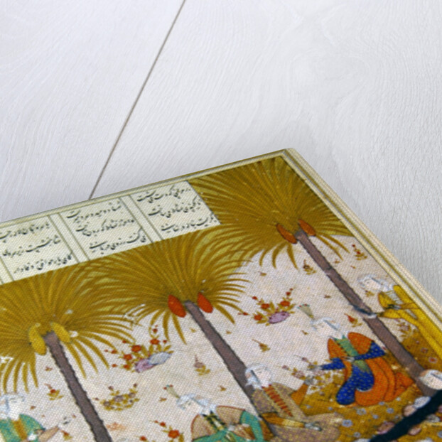 MS D-212 Illustration for a poem by Elyas Nezami depicting girls in a garden singing the praises of his poetry by Persian School