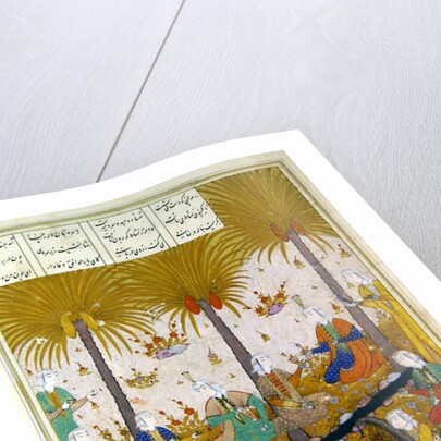 MS D-212 Illustration for a poem by Elyas Nezami depicting girls in a garden singing the praises of his poetry by Persian School