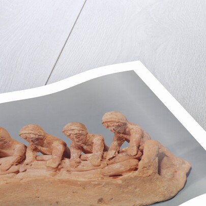 Bakers kneading dough to the sound of a flute, found at Thebes, Boeotia, 6th century BC by Greek school