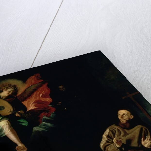 St. Francis comforted by an Angel Musician by Francisco Ribalta