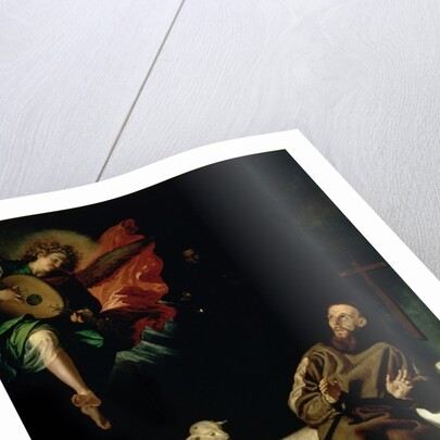 St. Francis comforted by an Angel Musician by Francisco Ribalta