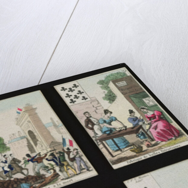 Four playing cards commemorating the heroes of July 1830, 1831 by French School