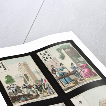 Four playing cards commemorating the heroes of July 1830, 1831 by French School