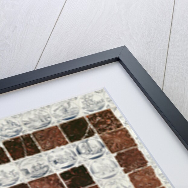 Delft tiles depicting the Crucifixion with a border of tiles with scenes from the Old and New Testaments by Dutch School