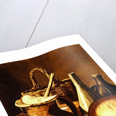 Still Life with bread, fishes and leeks by Luis Egidio Menendez or Melendez