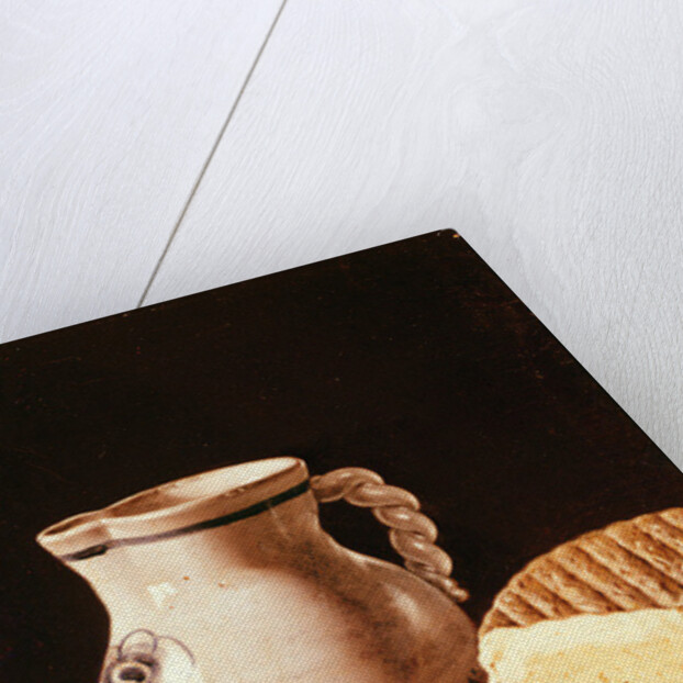 Still Life with cherries, cheese and greengagese, 18th century by Luis Egidio Menendez or Melendez