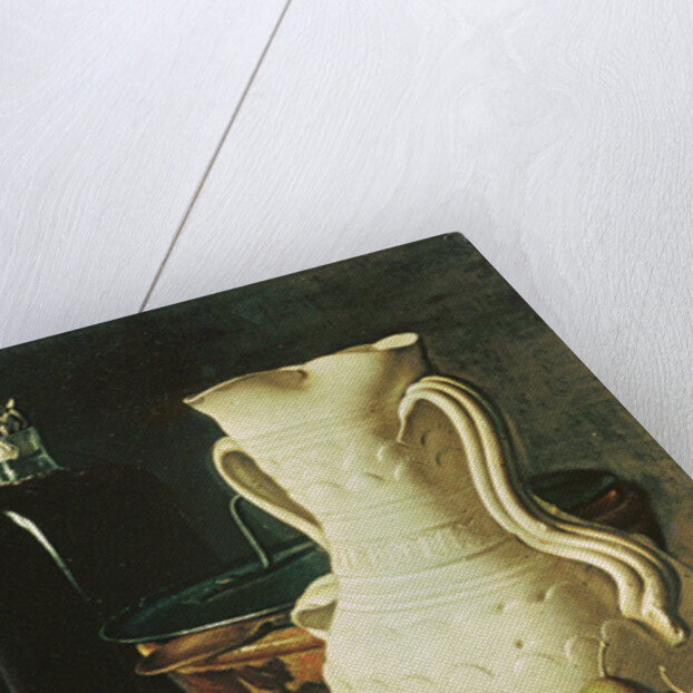 Still Life with bread, greengages and pitcher by Luis Egidio Menendez or Melendez