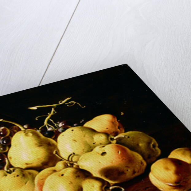 Still Life with quinces, peaches, grapes and pumpkin by Luis Egidio Menendez or Melendez