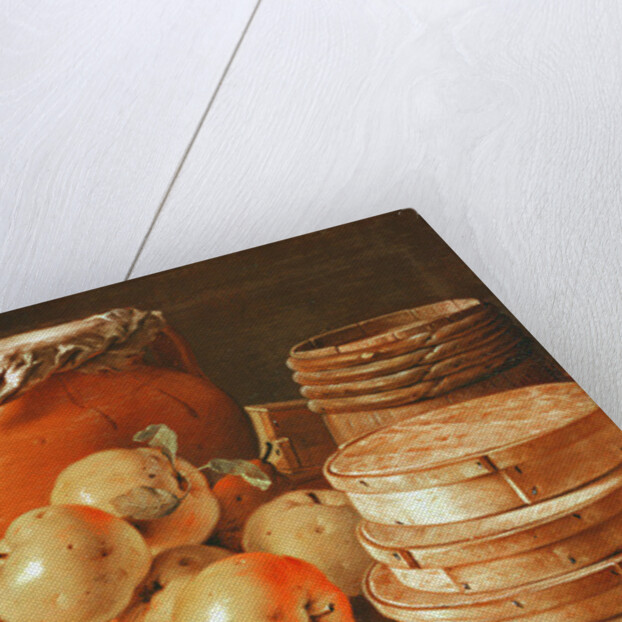 Still Life with apples, nuts, pears, and boxes of sweets by Luis Egidio Menendez or Melendez