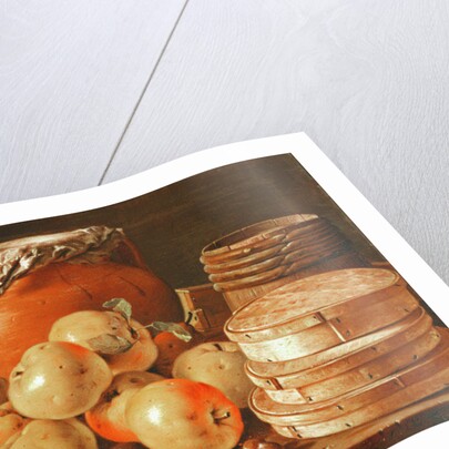 Still Life with apples, nuts, pears, and boxes of sweets by Luis Egidio Menendez or Melendez