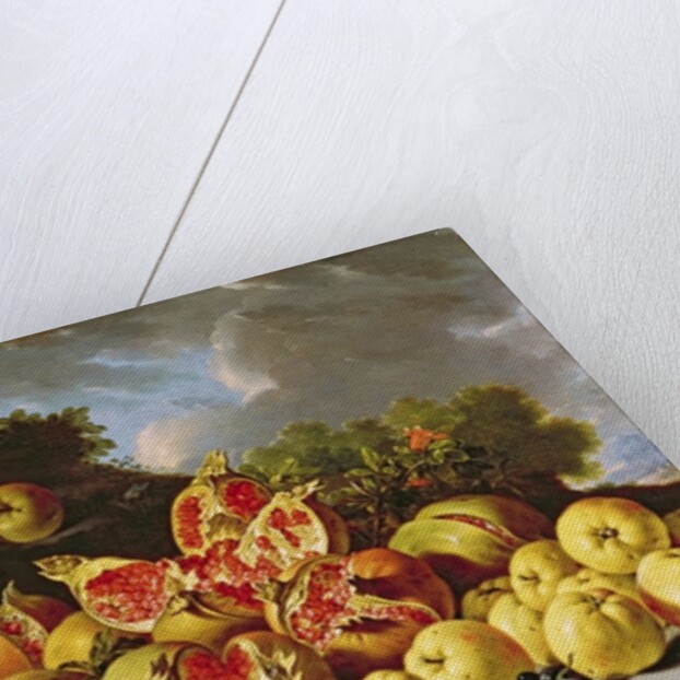 Still Life with pomegranates, apples, cherries and grapes by Luis Egidio Menendez or Melendez