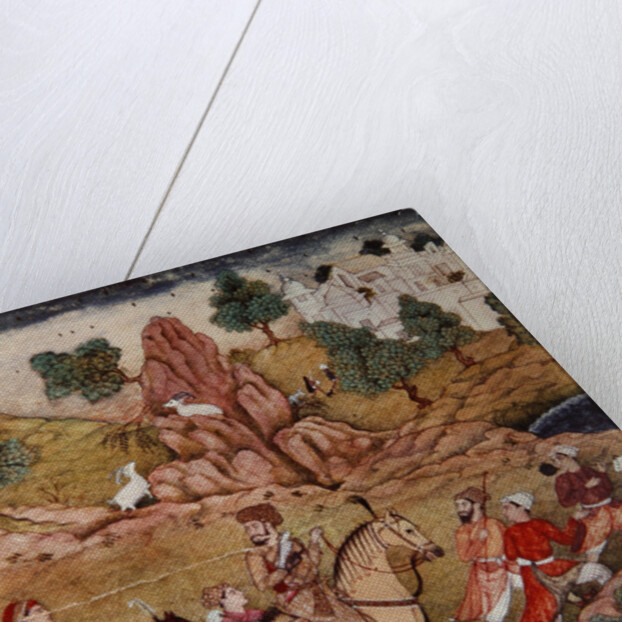 Hunting with a falcon, Safavid dynasty by Persian School