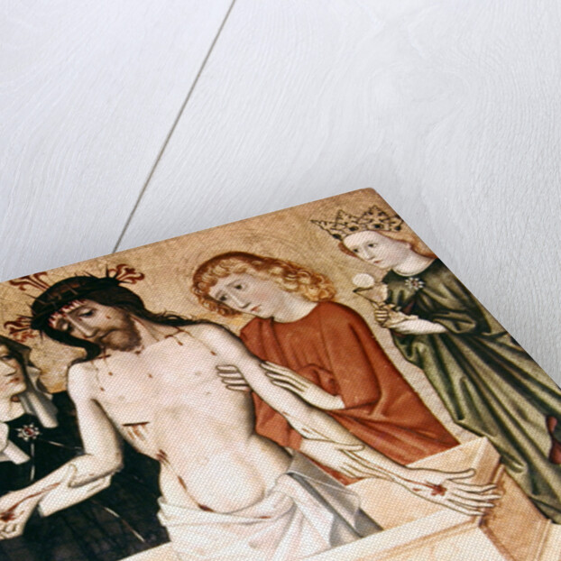 Christ at the sepulchre, supported by his Mother and Saint John by German School