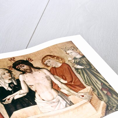 Christ at the sepulchre, supported by his Mother and Saint John by German School