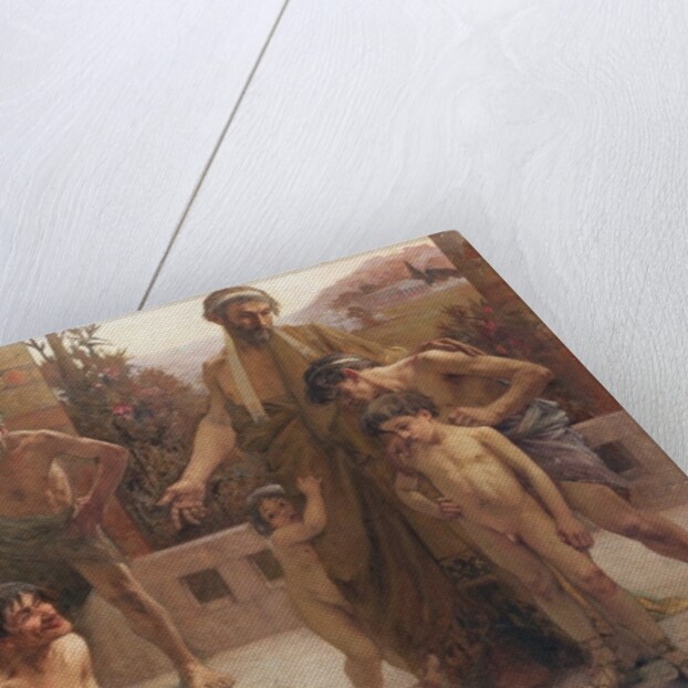 A Spartan points out a drunken slave to his sons, 1900 by Fernand Sabbate