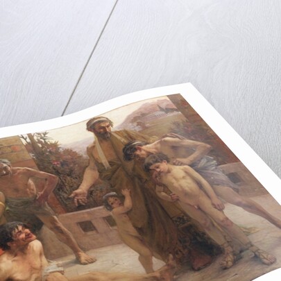 A Spartan points out a drunken slave to his sons, 1900 by Fernand Sabbate