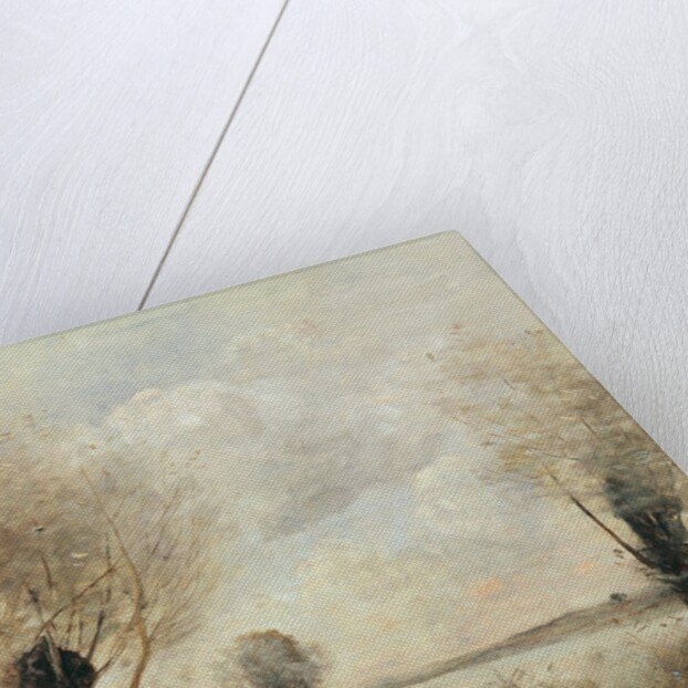 Fishermen moored at a bank by Jean Baptiste Camille Corot