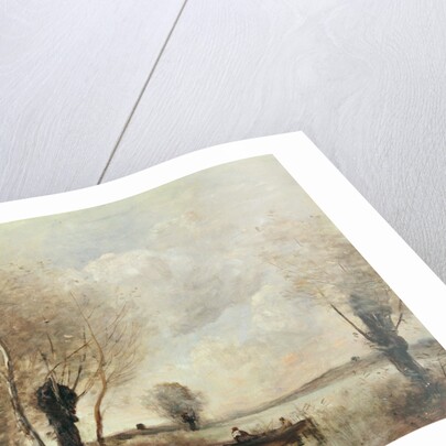 Fishermen moored at a bank by Jean Baptiste Camille Corot