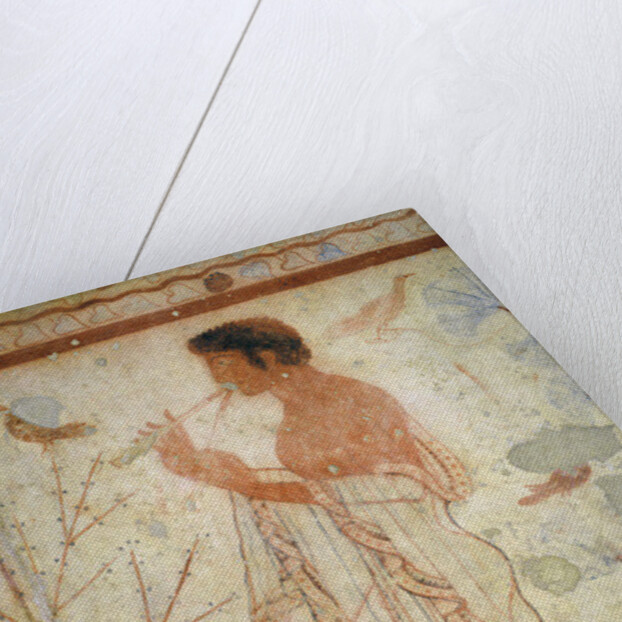 Musician playing a double flute by Etruscan