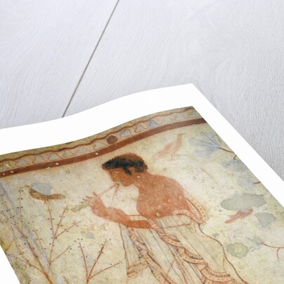 Musician playing a double flute by Etruscan