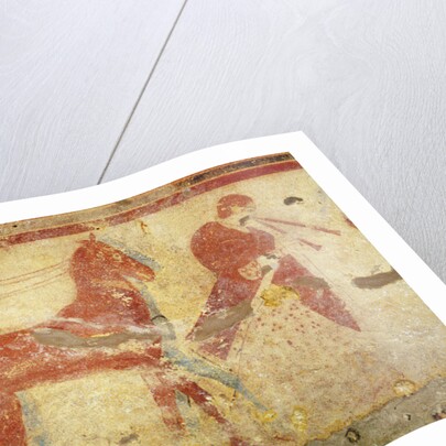 Two horses and a a musician by Etruscan