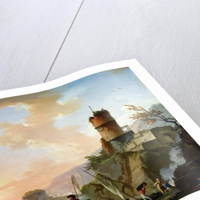 View of a Mediterranean port by Charles Francois Lacroix de Marseille