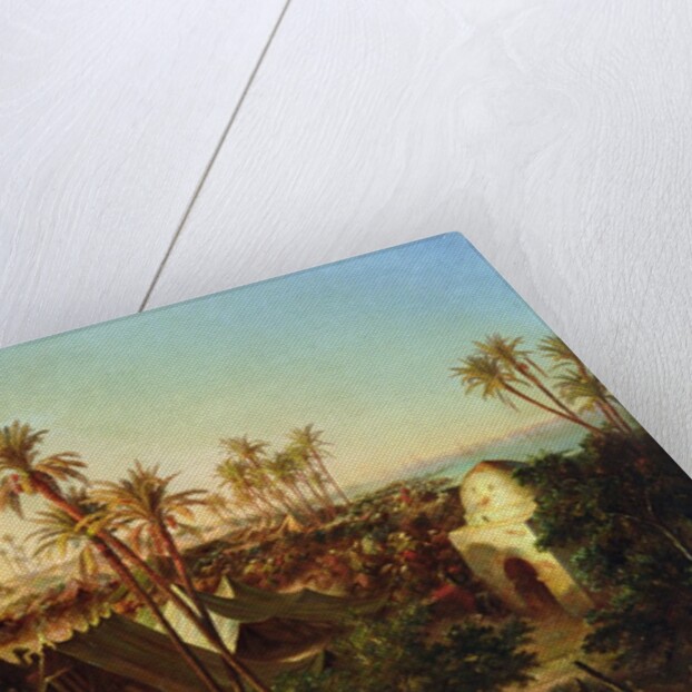 Battle with palm trees and tents by Jean Charles Langlois