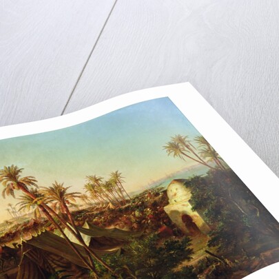 Battle with palm trees and tents by Jean Charles Langlois