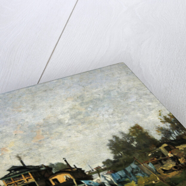 Laundresses' boat on the Seine by Stanislas Victor Edouard Lepine