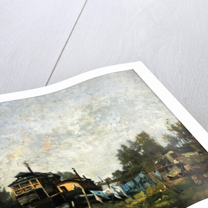 Laundresses' boat on the Seine by Stanislas Victor Edouard Lepine