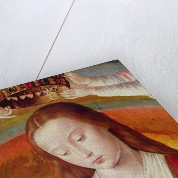 The Virgin Mary with her Crown, detail of the Coronation of the Virgin, centre panel from the Bourbon Altarpiece, c.1498 by (fl.c.1483-c.1529) Master of Moulins