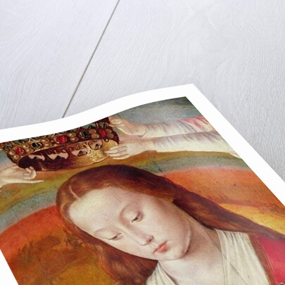 The Virgin Mary with her Crown, detail of the Coronation of the Virgin, centre panel from the Bourbon Altarpiece, c.1498 by (fl.c.1483-c.1529) Master of Moulins