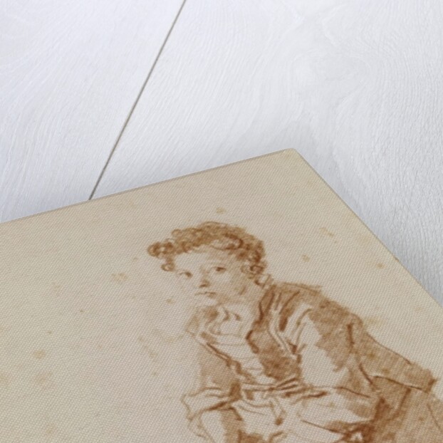 Small girl sitting on the ground by Jean-Honore Fragonard