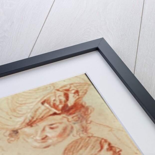 Six heads and two hands playing a musical instrument by Jean Antoine Watteau