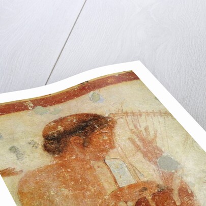 Detail of Musician playing the zither or the lyre by Etruscan