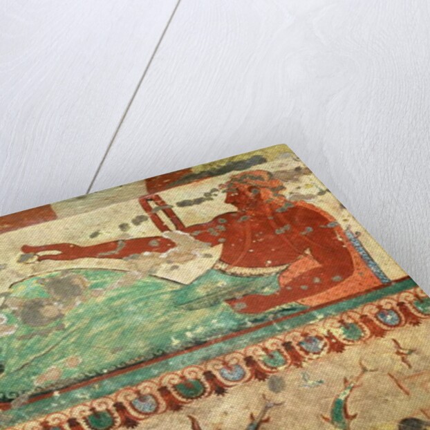 A guest at a funeral banquet holding an egg in his hand by Etruscan