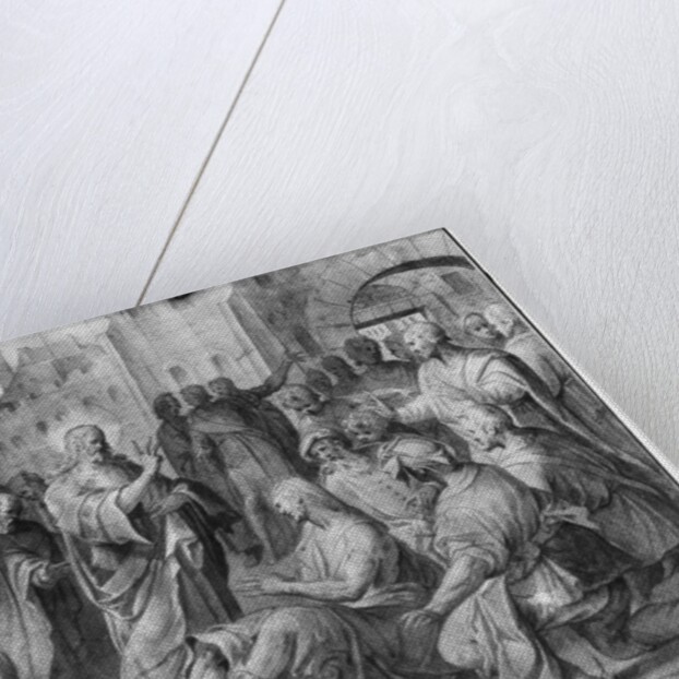 Life of Christ, Jesus healing a paralytic at Capernaum, preparatory study of tapestry cartoon for the Church Saint-Merri in Paris, c.1585-90 by Henri Lerambert