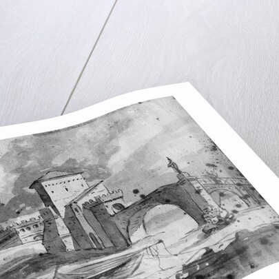 View of the Tiber near the bridge and the castle Sant'Angelo in Rome, c.1775-80 by Jacques Louis David