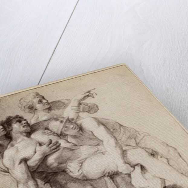 Half naked man supported by three men, study for 'Alexander the Great and Porus' or 'The Defeat of Porus', c.1665-73 by Charles Le Brun