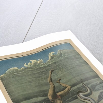 A swimming champion attacked by a sea monster by French School