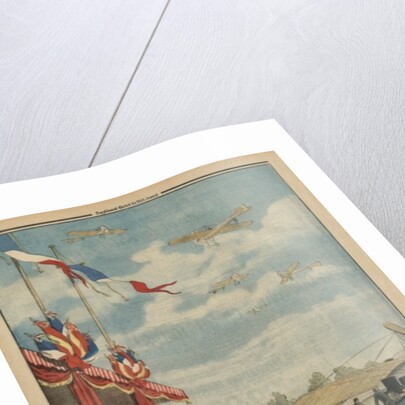 At Villacoublay aerodrome, H. M. Alfonso XIII, King of Spain congratulating the air force aviators by French School