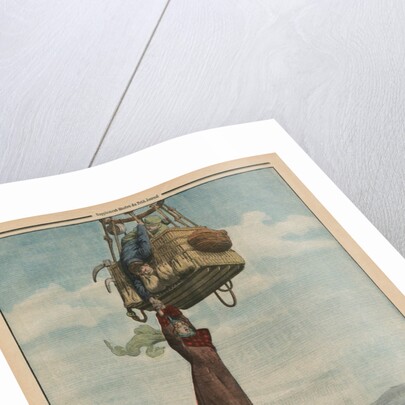 A woman falling down from the gondola of a balloon by French School