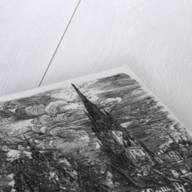 Fishing port with pointed steeple, 1860 by Rodolphe Bresdin