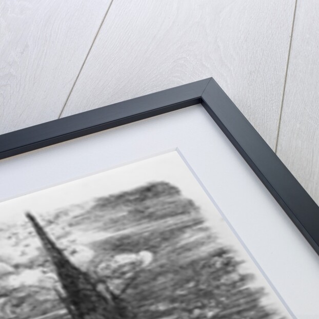 Fishing port with pointed steeple, 1860 by Rodolphe Bresdin