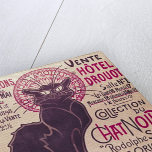 Poster advertising an exhibition of the 'Collection du Chat Noir' cabaret at the Hotel Drouot, Paris, May 1898 by Theophile Alexandre Steinlen